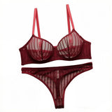 New Fashion Red lace set pretty Underwire set  Party is eye-catching lingerie Set stripe solid color Women set MR2864