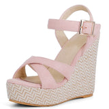 Wedges Sandals Women Summer 2026 Platform High Heels Gladiator Flip Flops Black Pink Knitted Party Shoes Female Large Size 45