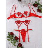 Toucheart Erotic Love Lingerie Panty Garters Patchwork 3PCS Skinny Backless Delicate Hot Women Seductive Intimate Underwear Set
