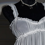 White Sexy Lingerie Women's Underwear Mesh See Through Babydoll Nightdress And Thongs Pijamas Sets Female Erotic Costumes