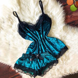 Summer Velvet Pyjamas Set for Women Sleepwear Sleeveless Straps Nightwear Lace Trim Cami Top and Shorts Sets Sexy Lingerie