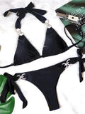 Luxury Rhinestones Bikin 2026 New Women Solid Red Blue Bandage Cross Diamond Thong Swinsuit Beach Bathing Suit Swimwear Biquini