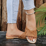 Women Open Toe Weave Slippers Ladies Outdoor Soft Sole  Flats 2026 New Summer