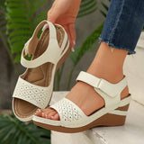 White Wedges Sandals for Women Summer Ankle Strap Thick Sole Gladiator Sandals Woman Plus Size 43 Casual Platform Sandles Female