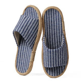 Janpanest Style Cotton Linen Slippers For Womeen Men Leisure House Shoes Striped Style Anti-slip Couples Home Breathable Slides