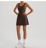 Tennis Fitness Dresses Women Fake Two Piece Sports Dress Outdoor Casual High Elasticity  Running Yoga Golf Mini Skirts