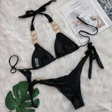 Halter Brazilian Rhintstones Diamond Bikini Women Swimsuit Female Swimwear Two Pieces Bikini Set Scrunch Butt Bathing Suit Swim