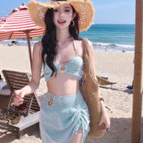 New Sexy Bikini Swimsuit for Women, Covering Flesh and Slimming, High-end Feeling, Spicy Girl Beach Vacation Three Piece Set