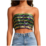 Y2k Tops Women Carnival Sexy Sequin Strapless Sleeveless Vest Party Performance Bandeau Vests Seductive Womens Top Popular