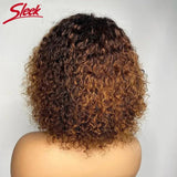 Pixie Bob Human Hair Wig with Bangs Honey Blonde Jerry Curly