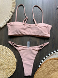 Black rhinestone process bikini sexy thong split swimsuit 2-piece beach set