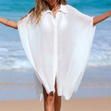 4 Colors Short Sleeve Long Shirt Top Blouse Tunic Beach Dress Beach Wear Beachwear Beach Cover Up Cover-upsFemale Women V7538