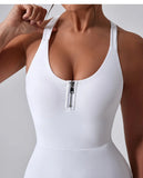 Front Zipper Tennis Dresses Women Summer Sleeveless Sports Athletic Dress Outdoor Cross Backless Pocket Short Workout Skirts