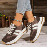 Fashion Stripe Thick Bottom Sneakers Women 2026 Autumn Platform Lace Up Sport Shoes Woman Anti Slip Thick Sole Running Shoes