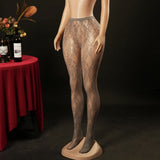 Leggings Tights One-piece Bare Leg Illusion Sexy Women's Floral Elastic Footed Fishnet Stockings Transparent Flower Print MXG2