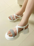 Summer High Heel Sandals Women's Outdoor Wear Thick Bottom Lightweight Trendy Small Size Beach Shoes Korean Style Footwear