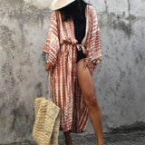 New 10 Colors Printed Long Sleeve With Belt Tunic Beach Cover Up Cover-ups Beach Dress Beach Wear Beachwear Female Women V4521