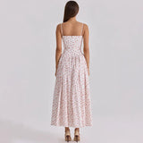 FDYOUI 2026 Summer Spaghetti Strap A-line Floral Vacation Dress for Women Elegant High Waist Tunics Long Party Evening Dresses