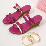 Ladies Summer Fashion Open Toe Narrow Strap Designer Womens Shoes Casual Leather Thick Sole Wedge Women's Sandals Large Size