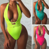 Sexy Deep V Neck Wrap Around Female Swimwear One Piece Swimsuit Women Backless Monokini High Leg Cut Bathing Suit Swim Beachwear