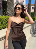 Womens  Tank Tops Solid Color Satin Cowl Neck Spaghetti Strap Going Out Vest Summer Daily Casual Elegant Camis Streetwear