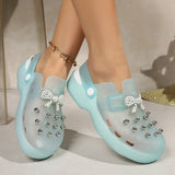 Pearls Bow Decor Platform Mules Sandals Women 2026 Anti Slip Sole Slip On Clogs Shoes Woman Breathable Thick Botom Beach Sandles