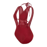 S - XL Deep V Neck Knit Fish Net Mesh Women Swimwear One Piece Swimsuit Female Monokini Backless Bather Bathing Suit Swim V7832