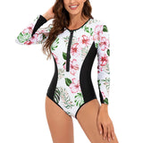 2025 New Patchwork Long Sleeve One Piece Swimsuit Women Swimwear Monokini Bathing Suit Female Bodysuit Surfing Swim Wear Beach