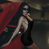 Sexy Halter Neck Backless Bodycon Mini Dress Women Sleeveless Tight Short Party Club Dress Summer Night Out Streetwear