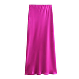 Foridol Autumn Winter Burgundy Satin Skirt Women Party Silk Skirt High Waist Straight Long Faldas Mujer Christmas Skirt
