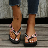 Luxury Crystal Butterfly Wedge Heel Flip Flops Women Fashion Clip Toe Thick Bottom Slippers Woman Summer Beach Non Slip Slides