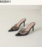 Ladies High-heeled  Beach Slippers Shoes Fashion Pointed Sexy Candy Color Patent Leather Open Toes Sandals Big Size 35-43 New