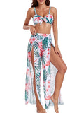 3 Pieces Strappy Bikinis 2026 Women Printed Swimsuit & Beach Dress Sexy High Waist Swimwear Female Bathing Swimming Swim Suit