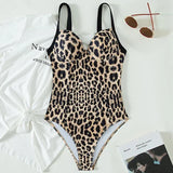Leopard Underwired Bra Cup One Piece Swimsuit Women Swimwear Female High Cut Leg Monokini Push Up Bathing Suit Swim Bodysuit