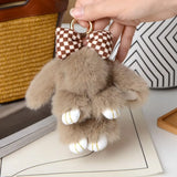 Bag Accessories Fashion Pluff Bunny Keychain Fluffy Lovely Play Dead Rabbit Cute 13cm Rabbit Fur Keychain Women