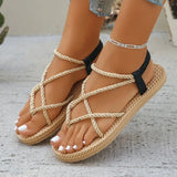 Women Shoes 2026 Summer Weave Non Slip Cross Tied Women Roman Sandals Womens Closed Toe Peep Toe Lightweight Beach Sandals