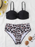 2026 Bandeau Swimsuit Women High Waist Bikini Printed Swimwear Female Padded Bathers Bathing Swimming Swim Suit Beachwear
