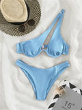 Sexy One Shoulder Bikini Set 2025 Women Red Black Push Up Underwire Micro Swimsuit Brazilian Cut Out Bathing Suit Thong Swimwear