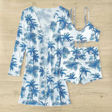 New Sexy 3 Pieces Suit for Women Neck Hanging Bikini Set+Cover-up Swimwear Sunproof Tankini High Waist Shorts Swimsuit Beachwear