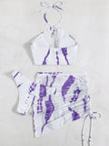 3 Pieces Thong Bikini 2026 Women Halter Swimwear Female Swimsuit With Skirt Beach Wear Printed Bathing Suit Summer Swimming