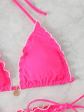 Triangle Halter String Bikinis 2026 Women Sexy Ruffle Swimsuit Solid Cherry Swimwear Female Bathers Bathing Swimming Swim Suit