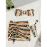 S - XL New Waves Printed With Skirt Bikini Women Swimwear Female Swimsuit Three-Pieces Bikini Set Bather Bathing Suit Swim V7929
