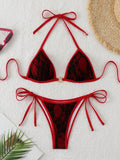 Embroidery Mesh Lace Halter Bikini Female Swimsuit Women Swimwear Two-pieces Bikini Set High Cut Bathing Suit Swim Beach Wear