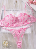 Women's Sexy Bra and Underwear Set - Elegant Floral Pattern - Erotic and Sensual Clothing - Suitable Beautiful Girls ZA825121