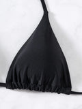 ZTVitality Sexy Set Damen Black Triangle Tie Side Bikini 2025 New Biquini Padded Pad Halter Backless Swimsuit Women Swimwear