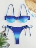 Sexy Tie Dye Print Push Up Bikinis Sets Two Pieces Side Tie Swimsuit Thong Swimwear Biquini Conjunto De Bikini Tankini Beachwear