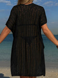 Sexy Short Sleeve Hollow Out Crochet Knitted Tunic Beach Cover Up Cover-ups Beach Dress Beach Wear Beachwear Female Women K6686