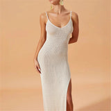 V Neck Sleeveless Hollow Out Crochet Knitted Tunic Beach Cover Up Cover-ups Beach Dress Beach Wear Beachwear Female Women V7212