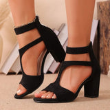 2026 Summer New Women's Fashionable and Comfortable High Heel Sandals with Bare Toes Anti Slip Solid Color Coarse Heel Sandals