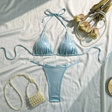 2026 Fashionable and Sexy Split 2-piece Swimsuit Women's Light Lace-up Solid Color Bikini Swimsuit Maillot De Bain 2 Pièce Femme
